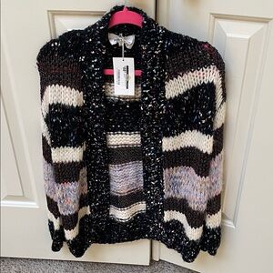 Heartloom Black and White/ Multi-Color Knit Cardigan